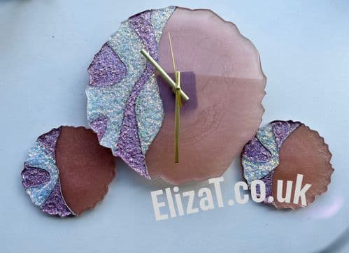 Eliza T Clock and Coaster Set - Pink