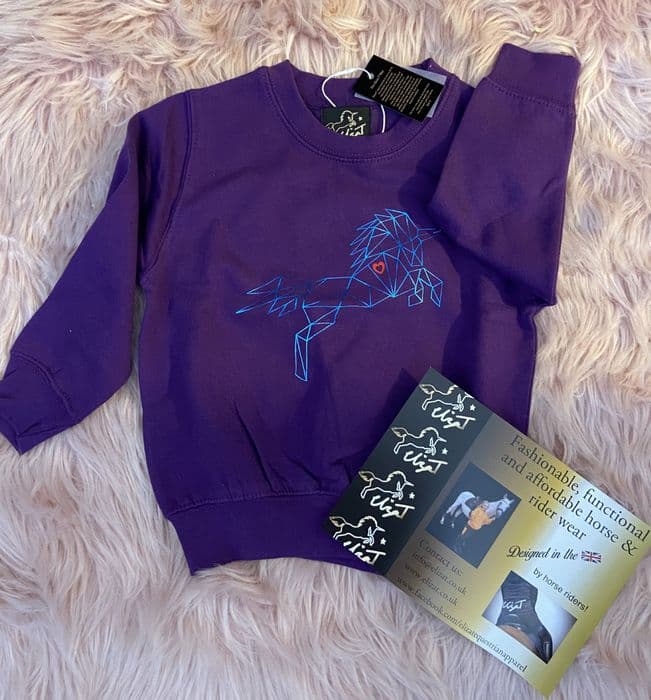 Eliza T Kids Imperfectly Perfect Geometric Unicorn Sweater - Deep Purple