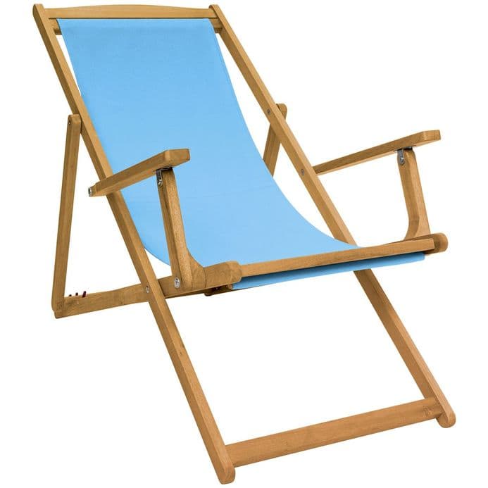 Charles Bentley Folding FSC Eucalyptus Wooden Deck Chair - Teal