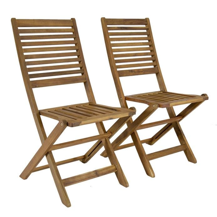 Charles Bentley FSC Acacia Hardwood Pair of Folding Chairs