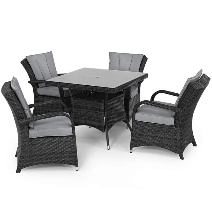 Maze Rattan 4 Seat Texas Square Dining Garden Furniture Set - Grey
