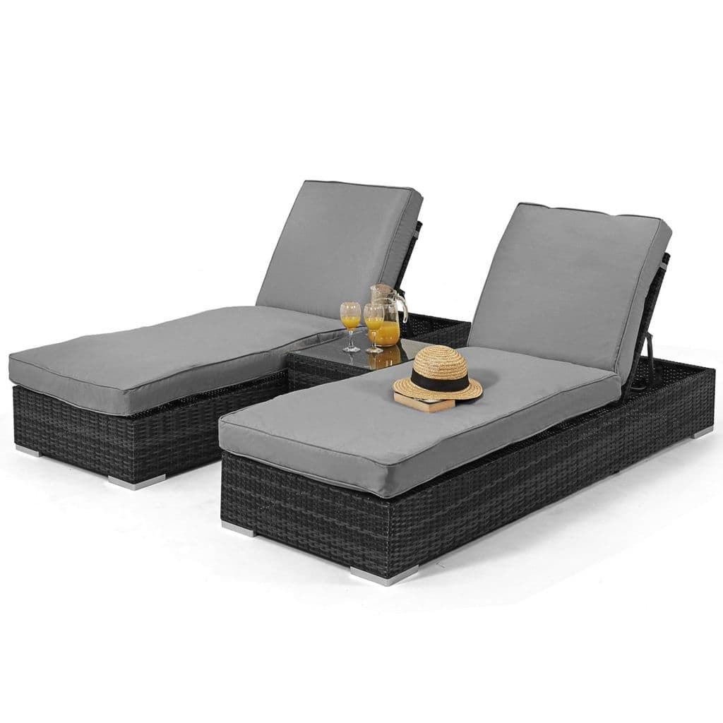 Maze Rattan Orlando Sun Lounger Garden Furniture Set - Grey