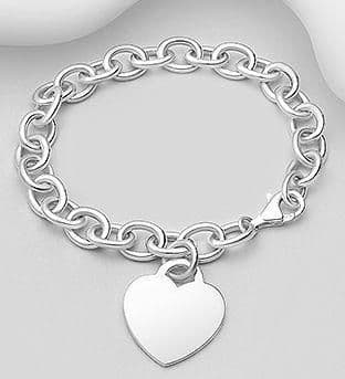 925 Sterling Silver Bracelet with a Solid Heart Charm.
