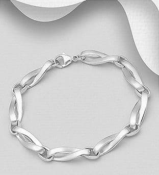 925 Sterling Silver Solid Hand Crafted Bracelet. Infinity/Kisses Design