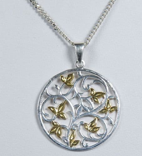 925 Solid Sterling Silver Bird Pendant & Chain With 18ct Gold