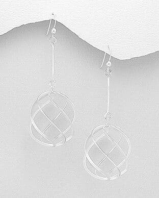 925 Sterling Hand Crafted Ball  Drop Earrings