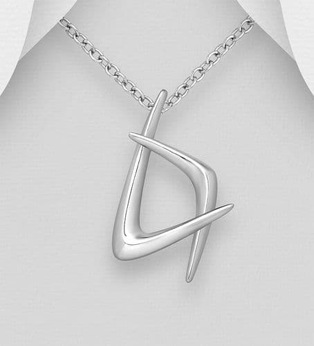 925 Sterling Silver  Boomerang Pendant & Chain