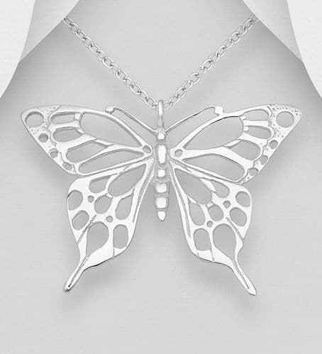 925 Sterling Silver Butterfly Pendant & Chain