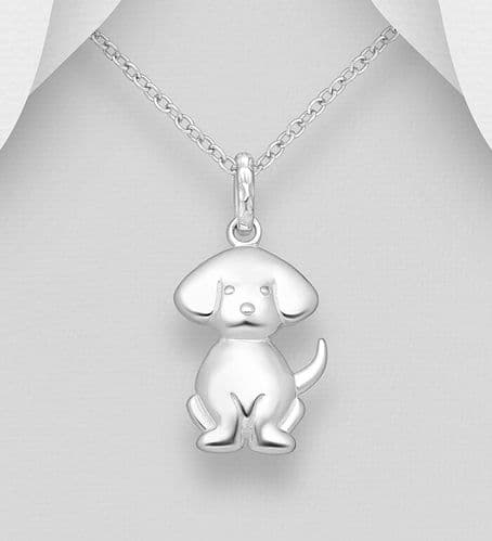 925 Sterling Silver Dog Pendant & Chain