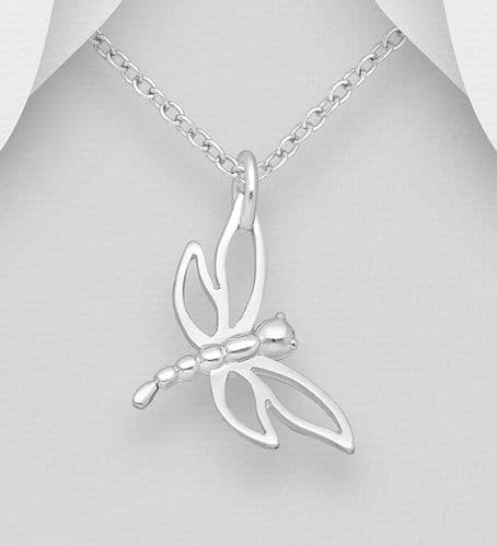 925 Sterling Silver Dragonfly Pendant & Chain