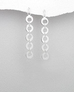 925 Sterling Silver Drop Circles Earrings