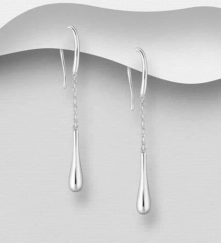 925 Sterling Silver Droplet Hook Earrings