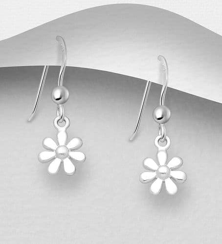 925 Sterling Silver Flower  Drop Earrings