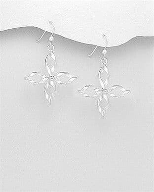 925 Sterling Silver Hand Crafted 4 Prong Twist Drop Earring