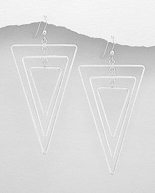 925 Sterling Silver Hand Crafted Cascade of Triangle Drop Earrings
