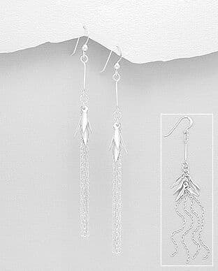 925 Sterling Silver Long Drop Tassel Earrings