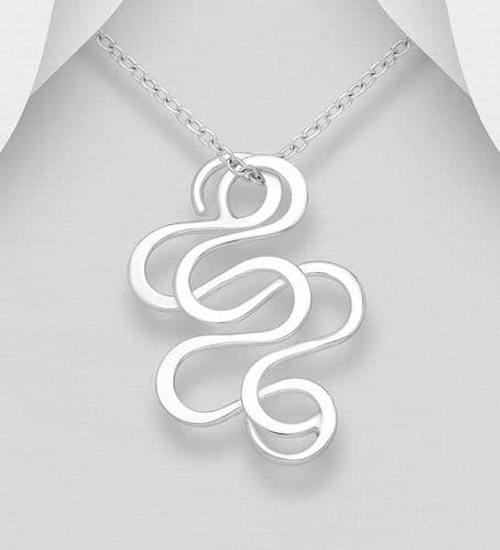 925 Sterling Silver Modern Twisted Pendant & Chain