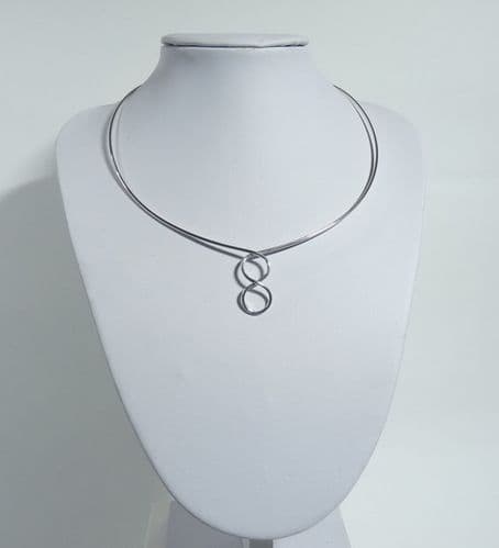 925 Sterling Silver Solid Hand Crafted Torque Infinity Necklace
