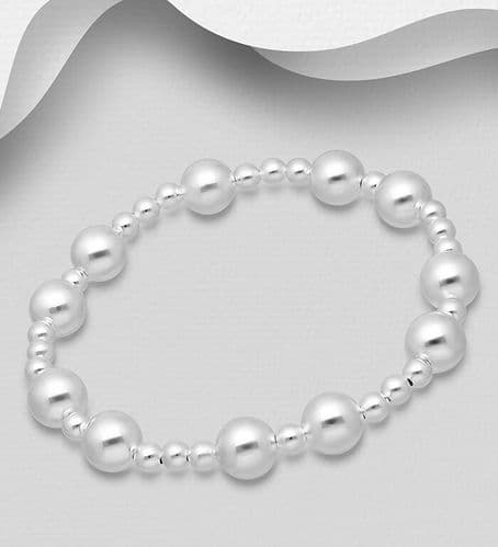 925 Sterling Silver - Stretch Bracelet with Larger Ball Beads