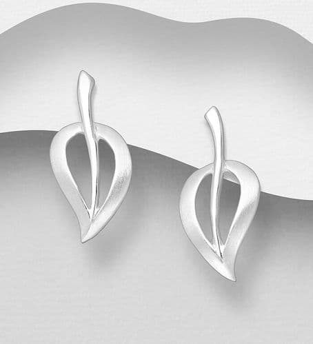 925 Sterling Silver Stud  Leaf  Drop Earrings