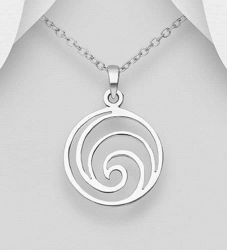 925 Sterling Silver Wave Pendant & Chain