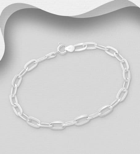 925 Sterling Silver Solid Flat Oval Open Link Bracelet  - Two  Different Length's and Weights