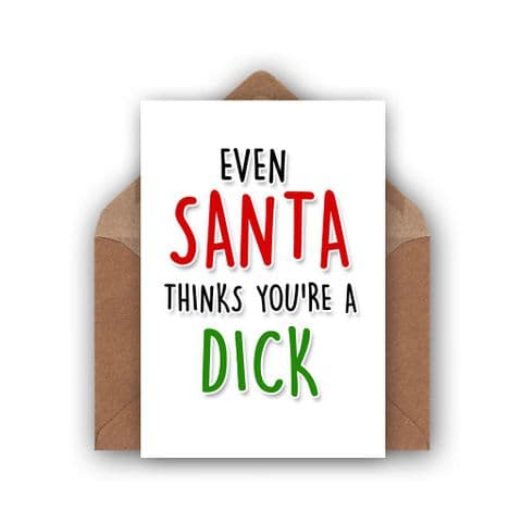 Funny Christmas Card | Santa Thinks Your a Dick!