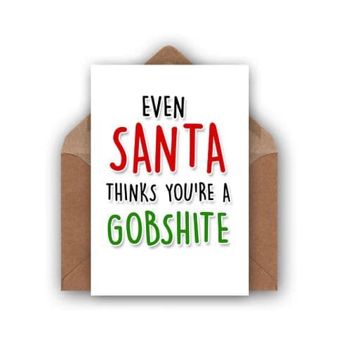 Funny Christmas Card | Santa Thinks Your a Gobshite!