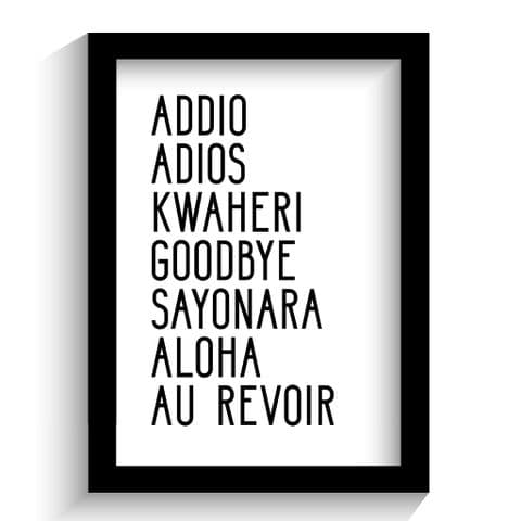 Goodbye in Different Languages Print | Home Wall Art