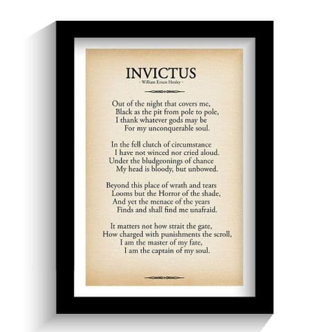 Invictus Poem Print by William Ernest Henley