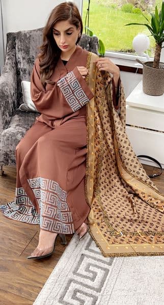 Designer silk scarf brown