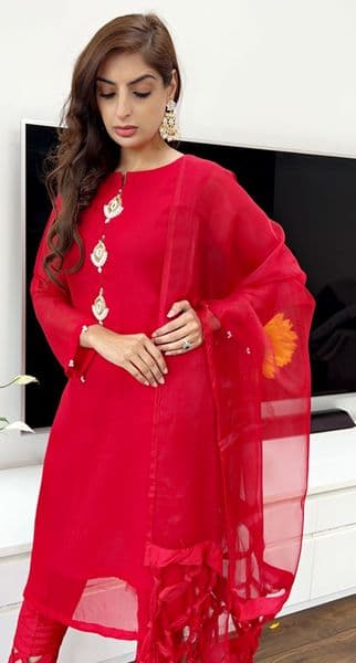 Duaa Laal  Chiffon Embellished Suit  - Exclusive to Aysha Nazir
