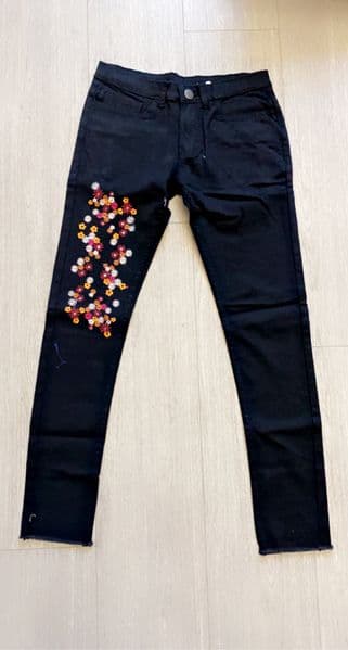 Floral black jeans