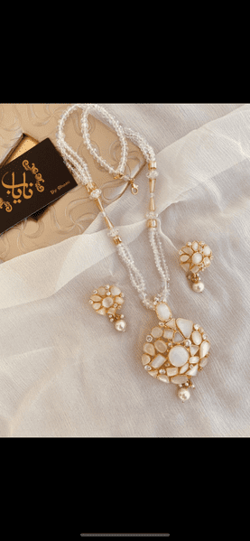 Glass bead mala and earrings