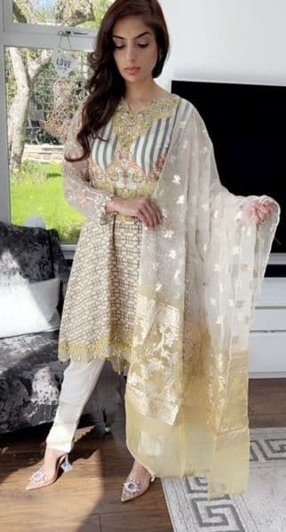 Marwa Stunning Dipped Hem Dress Suit