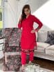 Qwaish Collection Red Chicken and Organza Flower Duppatta