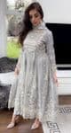 Sahir Grey Net with Luxury Gold Sequin & Pearl Frock Suit
