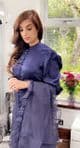 Saniya Satin Luxe Button Detail Suit- navy Blue
